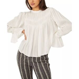 Free People Kelsey Sheer Peasant Bell Sleeve Blouse Top Size S Cottagecore Boho